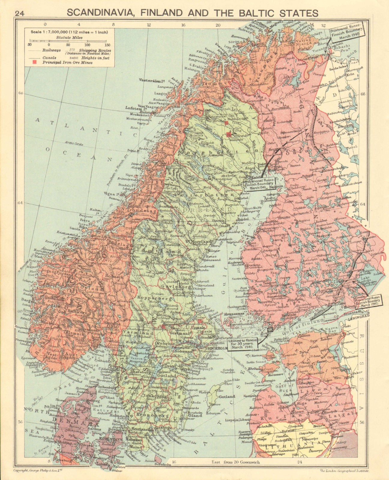 WORLD WAR TWO. Russo-Finland borders March 1940 post Winter War. Hango 1940 map